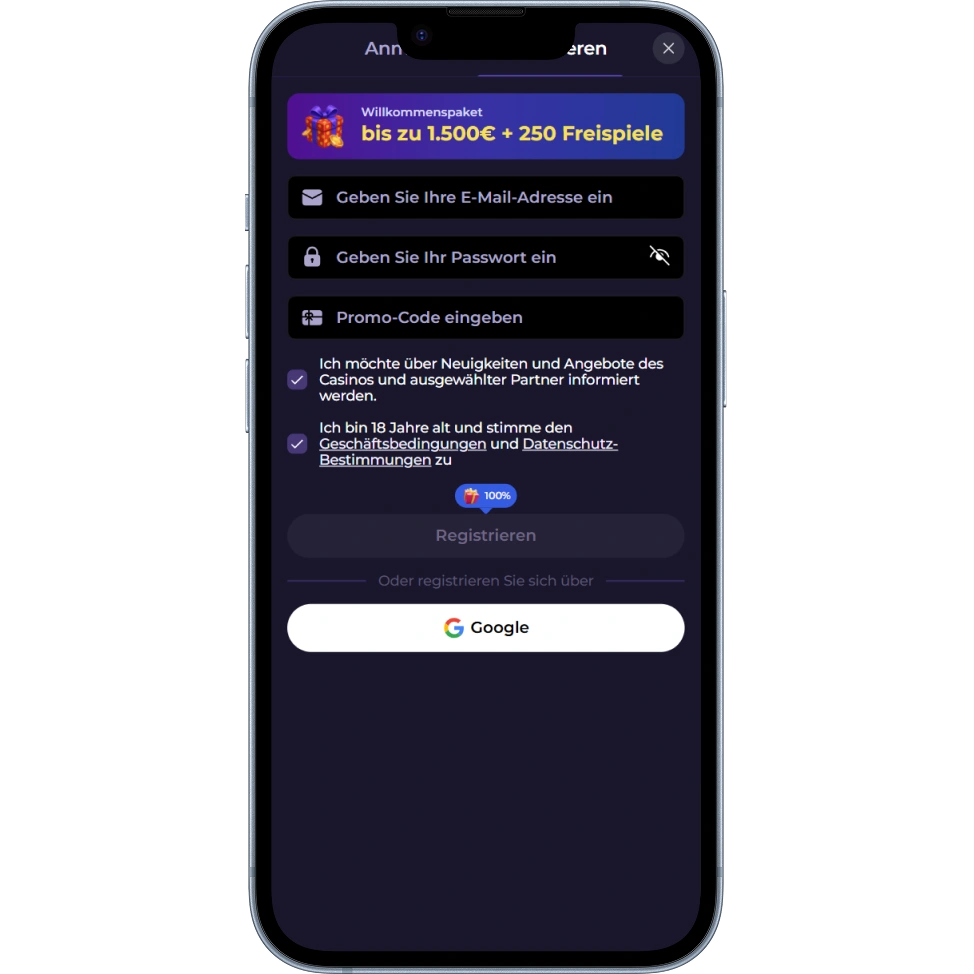 BettySpin Casino Registrierung und Einloggen