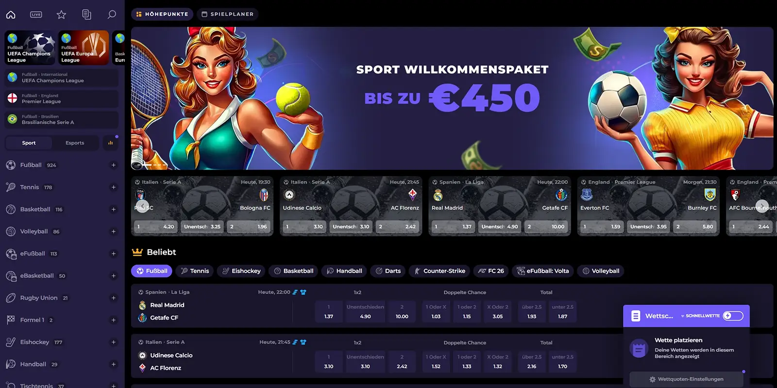 BettySpin Casino Sportwetten